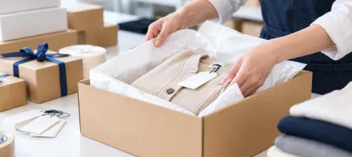 アパレル商品の梱包作業